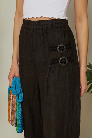 Pantalón pirata de lino - Negro
