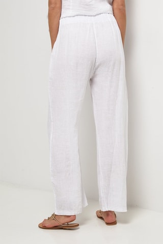 Pantalón relaxed de tiro alto de lino - Blanco