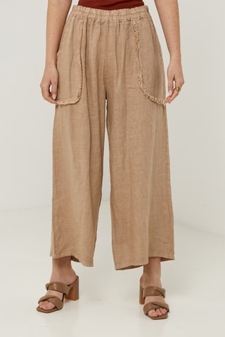 Pantalón de lino - Camel