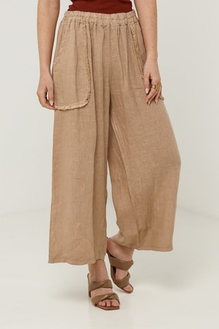 Pantalón de lino - Camel
