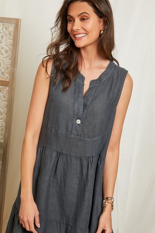 Vestido largo de lino - Antracita