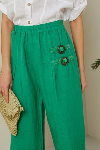 Pantalón pirata de lino - Verde