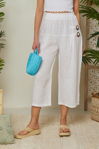 Pantalón pirata de lino - Blanco