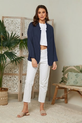 Chaqueta de lino - Azul