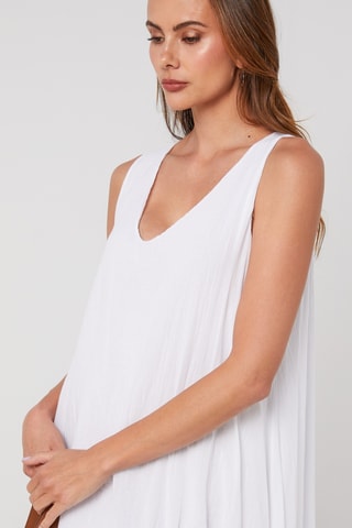 Vestido asimétrico sin mangas - Blanco