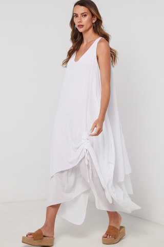 Vestido asimétrico sin mangas - Blanco