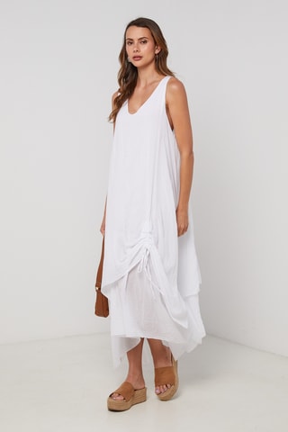 Vestido asimétrico sin mangas - Blanco