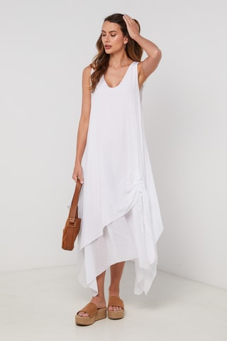 Vestido asimétrico sin mangas - Blanco