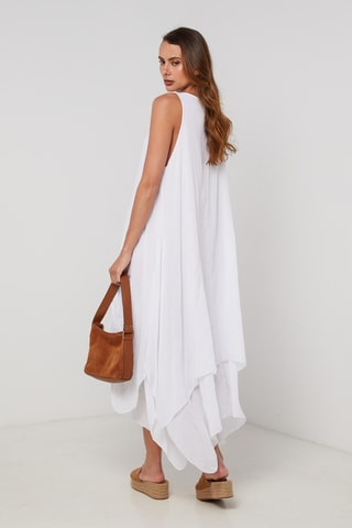 Vestido asimétrico sin mangas - Blanco