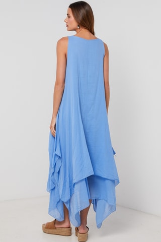 Vestido asimétrico sin mangas - Azul