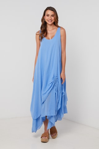 Vestido asimétrico sin mangas - Azul