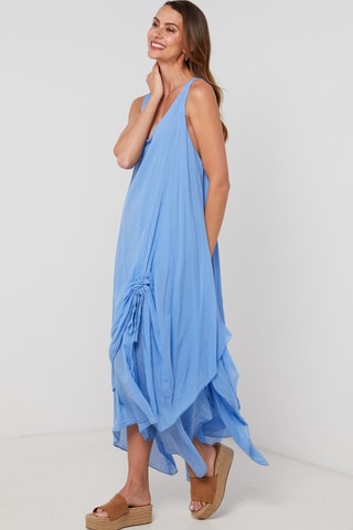 Vestido asimétrico sin mangas - Azul