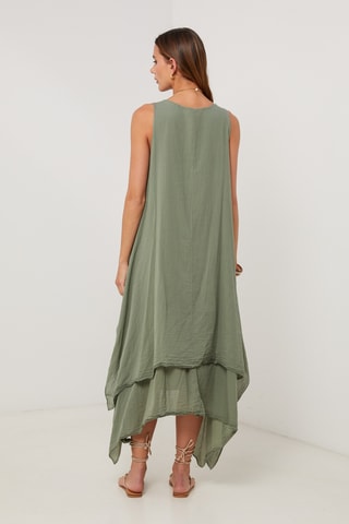 Vestido asimétrico sin mangas - Caqui