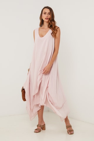 Vestido asimétrico sin mangas - Rosa