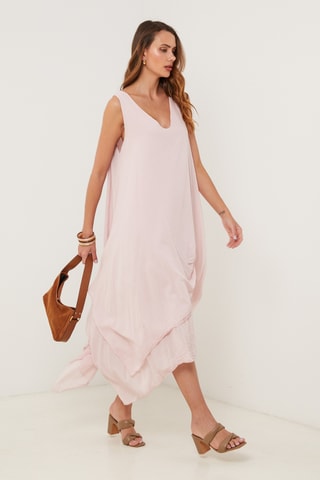 Vestido asimétrico sin mangas - Rosa