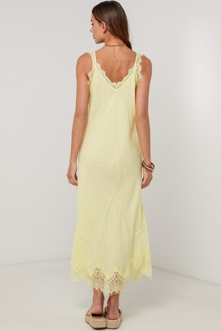 Vestido largo de lino sin mangas - Amarillo