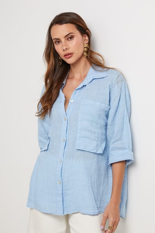 Camisa de lino - Azul