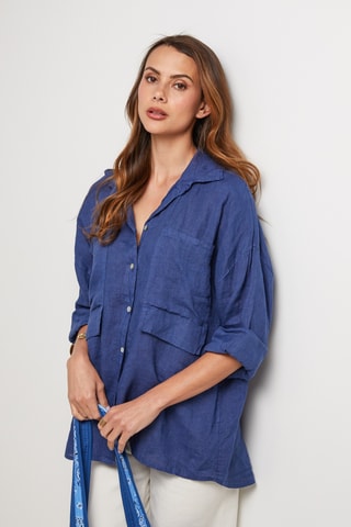 Camisa de lino - Azul marino