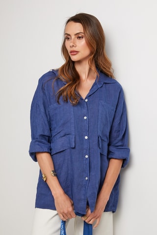 Camisa de lino - Azul marino