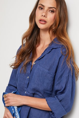 Camisa de lino - Azul marino