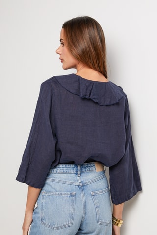 Top de lino - Azul marino