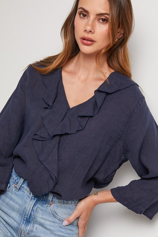 Top de lino - Azul marino