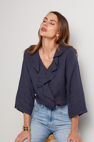 Top de lino - Azul marino