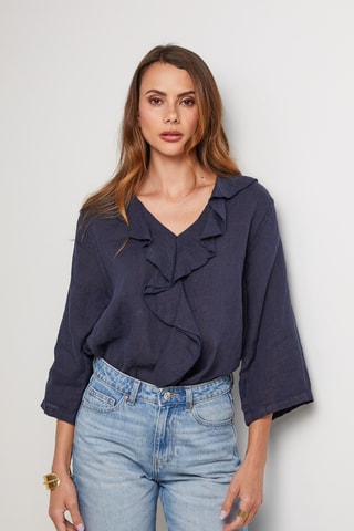Top de lino - Azul marino