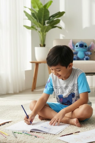 T-shirt en Short Stitch Lilo & Stitch Disney - Blauw