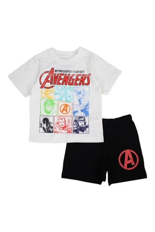Camiseta y short Los Vengadores Disney - Blanco y negro - Blanco