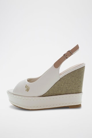 Sandalias de piel de cuña Aylin - Blanco y verde
