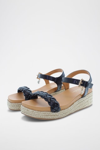 Sandalias de cuña Astrid - Negro y beige