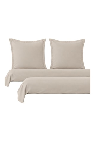2 taies de traversin et 2 taies d'oreiller en coton 57 fils/cm² - Beige