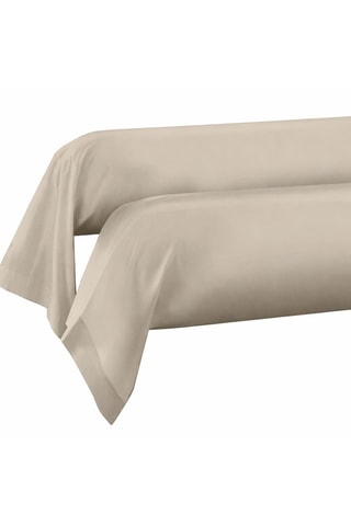 2 taies de traversin et 2 taies d'oreiller en coton 57 fils/cm² - Beige