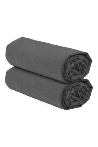 2 draps-housses en coton 57 fils/cm² - Gris foncé