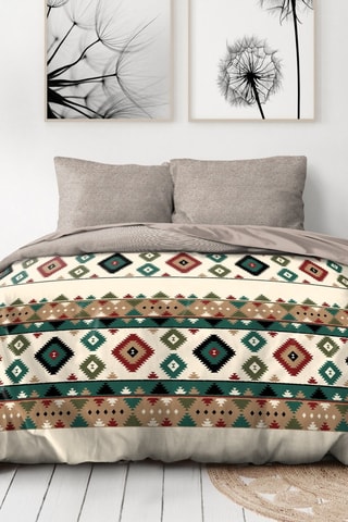Parure de couette - Taupe et vert