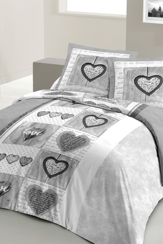 Parure de couette en coton 57 fils/cm² Louisa - Gris clair