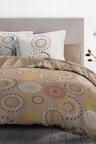 Parure de couette en coton 57 fils/cm² - Taupe et blanc