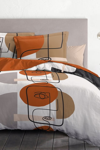 Parure de couette en coton 57 fils/cm² Méli-mélo - Orange et blanc