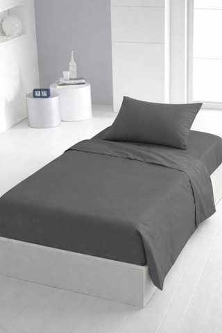 2 draps plats en coton - 57 fils/cm² - Gris