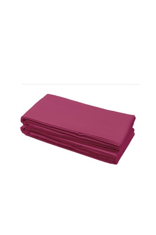 2 draps-plats en coton 75 fils/cm² - Gris clair et Fuchsia