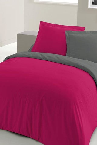 Housse de couette en coton 57 fils/m² - Fuchsia et gris
