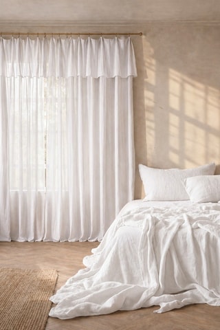 Parure de couette et rideau en gaze de coton La Sultane - Blanc