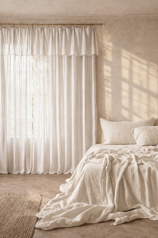 Parure de couette et rideau en gaze de coton La Sultane - Beige