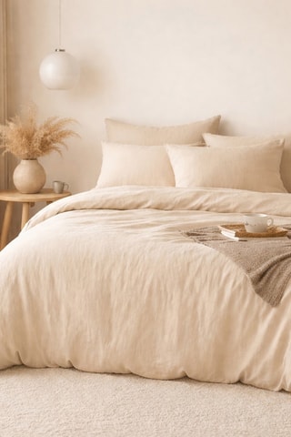 Parure de couette et rideau en gaze de coton La Sultane - Beige