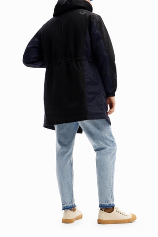 Parka à capuche - Noir et bleu foncé