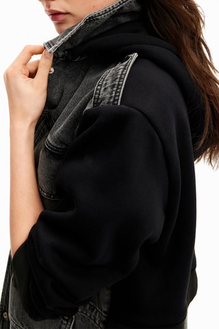Veste bi-matière à capuche - Gris