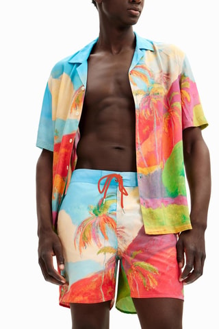 Short de bain - Ciel et orange