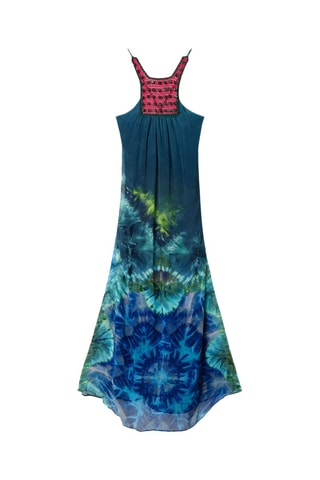 Robe longue tie and dye - Turquoise et bleu marine