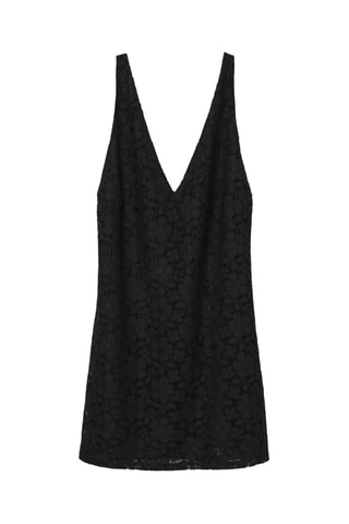 Robe droite en dentelle - Noir